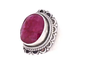 Sehr schöner Rubin Gestein Ring helles rot filigrane Fassung Silber Größe 53 – 6